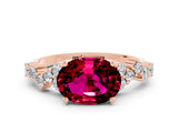 Rose gold Oval Cut Diamond Cluster Pavé Band with Four-Prong Setting