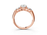 Rose gold Oval Cut Diamond Cluster Ring with Round Accent Stones and Prong Setting on a Classic Band_65