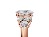 Rose gold Oval Cut Diamond Cluster Ring with Round Accent Stones and Prong Setting on a Classic Band_67