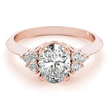 Rose gold Oval Cut Diamond Cluster Ring with Solitaire Band and Four-Prong Setting 1