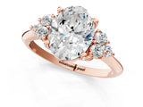 Rose gold Oval Cut Diamond Cluster Ring with Solitaire Band and Four-Prong Setting_16