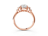 Rose gold Oval Cut Diamond Cluster Ring with Solitaire Band and Four-Prong Setting_18