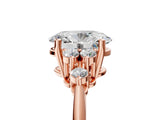 Rose gold Oval Cut Diamond Cluster Ring with Solitaire Band and Four-Prong Setting_20