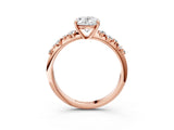 Rose gold Oval Cut Diamond Cluster Side Stone Solitaire Ring with Prong Setting_64