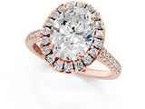 Rose gold Oval Cut Diamond Cushion Halo Ring with Pavé Band_16