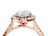 Rose gold Oval Cut Diamond Cushion Halo Ring with Pavé Band_19