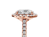 Rose gold Oval Cut Diamond Cushion Halo Ring with Pavé Band_20