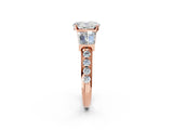 Rose gold Oval Cut Diamond Engagement Ring with Baguette Side Stones and Channel Set Band_44