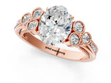 Rose gold Oval Cut Diamond Engagement Ring with Bezel Set Round Side Stones and Prong Setting_61