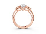 Rose gold Oval Cut Diamond Engagement Ring with Bezel Set Round Side Stones and Prong Setting_63