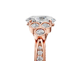 Rose gold Oval Cut Diamond Engagement Ring with Bezel Set Round Side Stones and Prong Setting_65