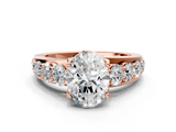 Rose gold Oval Cut Diamond Engagement Ring with Pavé Band and Four-Prong Setting_15