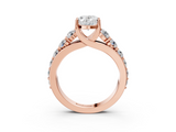 Rose gold Oval Cut Diamond Engagement Ring with Pavé Band and Four-Prong Setting_18