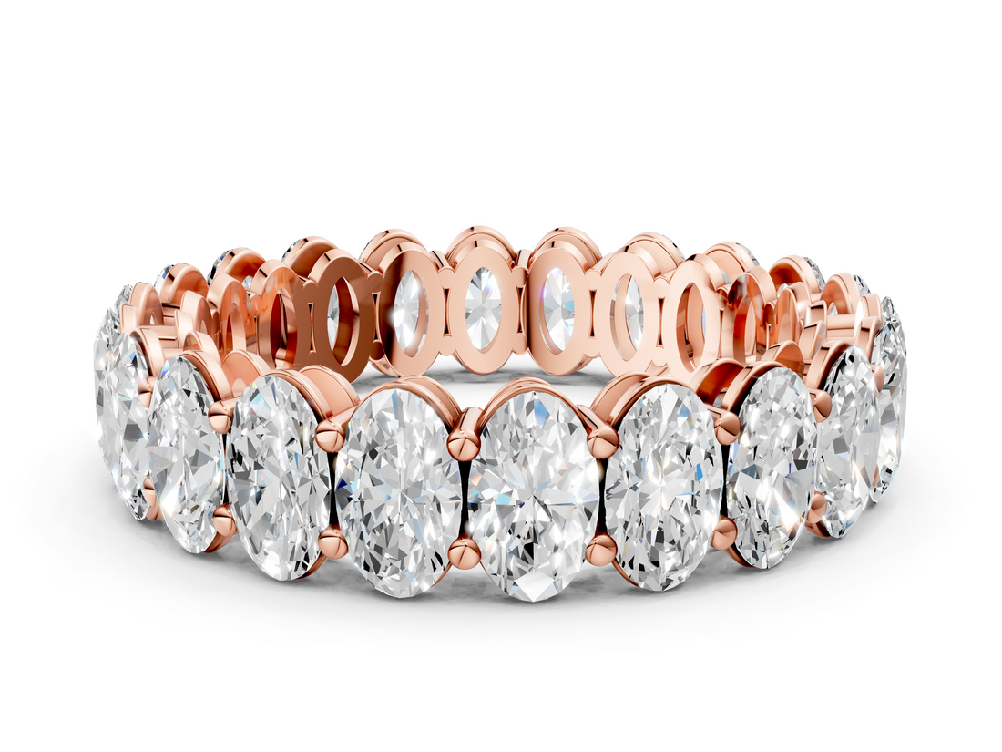 Rose gold Oval Cut Diamond Eternity Band with Shared Prong Setting_112