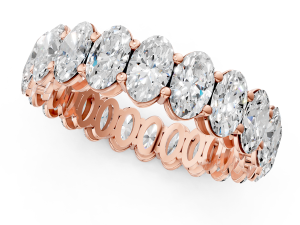 Rose gold Oval Cut Diamond Eternity Band with Shared Prong Setting