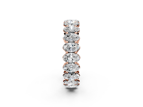 Rose gold Oval Cut Diamond Eternity Band with Shared Prong Setting