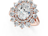 Rose gold Oval Cut Diamond Floral Double Halo Engagement Ring with Prong Setting_28