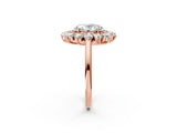 Rose gold Oval Cut Diamond Floral Double Halo Engagement Ring with Prong Setting_29