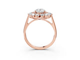 Rose gold Oval Cut Diamond Floral Double Halo Engagement Ring with Prong Setting_30