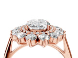 Rose gold Oval Cut Diamond Floral Double Halo Engagement Ring with Prong Setting_31