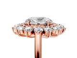 Rose gold Oval Cut Diamond Floral Double Halo Engagement Ring with Prong Setting_32