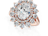 Rose gold Oval Cut Diamond Floral Double Halo Engagement Ring with Prong Setting_64