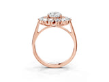 Rose gold Oval Cut Diamond Floral Double Halo Engagement Ring with Prong Setting_66