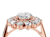 Rose gold Oval Cut Diamond Floral Double Halo Engagement Ring with Prong Setting_67