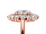 Rose gold Oval Cut Diamond Floral Double Halo Engagement Ring with Prong Setting_68
