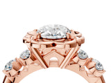 Rose gold Oval Cut Diamond Floral Halo Engagement Ring with Shared Prong Setting 4