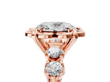 Rose gold Oval Cut Diamond Floral Halo Engagement Ring with Shared Prong Setting 5