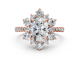 Rose gold Oval Cut Diamond Floral Halo Pave Band with Prong Setting_37
