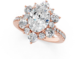 Rose gold Oval Cut Diamond Floral Halo Pave Band with Prong Setting_38