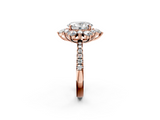 Rose gold Oval Cut Diamond Floral Halo Pave Band with Prong Setting_39