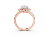 Rose gold Oval Cut Diamond Floral Halo Pave Band with Prong Setting_40
