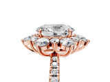 Rose gold Oval Cut Diamond Floral Halo Pave Band with Prong Setting_42