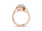 Rose gold Oval Cut Diamond Floral Halo Ring with Pavé Band and Prong Setting_6