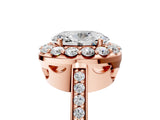 Rose gold Oval Cut Diamond Floral Halo Ring with Pavé Band and Prong Setting_8