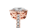 Rose gold Oval Cut Diamond Halo Engagement Ring with Pavé Band and Prong Setting_32