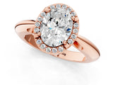 Rose gold Oval Cut Diamond Halo Engagement Ring with Split Shank and Four-Prong Setting_96