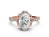 Rose gold Oval Cut Diamond Halo Pave Band with Four-Prong Setting_3