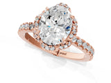 Rose gold Oval Cut Diamond Halo Pave Band with Four-Prong Setting_4
