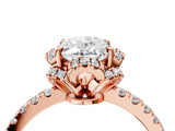 Rose gold Oval Cut Diamond Halo Pave Band with Four-Prong Setting_7