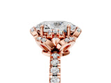 Rose gold Oval Cut Diamond Halo Pave Band with Four-Prong Setting_8