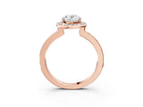 Rose gold Oval Cut Diamond Halo Ring with Bezel Frame and Pavé Band_10
