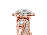 Rose gold Oval Cut Diamond Halo Ring with Milgrain Pavé Band and Four-Prong Setting_75