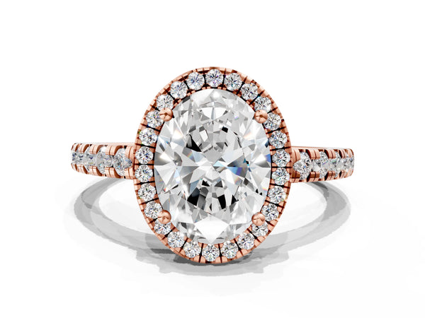 Rose Gold Oval Halo Engagement Ring Setting - Design RJ-733