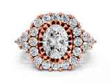 Rose gold Oval Cut Diamond Halo Ring with Pavé Band and Four-Prong Setting_41
