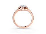 Rose gold Oval Cut Diamond Halo Ring with Pavé Band and Four-Prong Setting_6