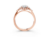 Rose gold Oval Cut Diamond Halo Ring with Pear Side Stones and Prong Setting_60